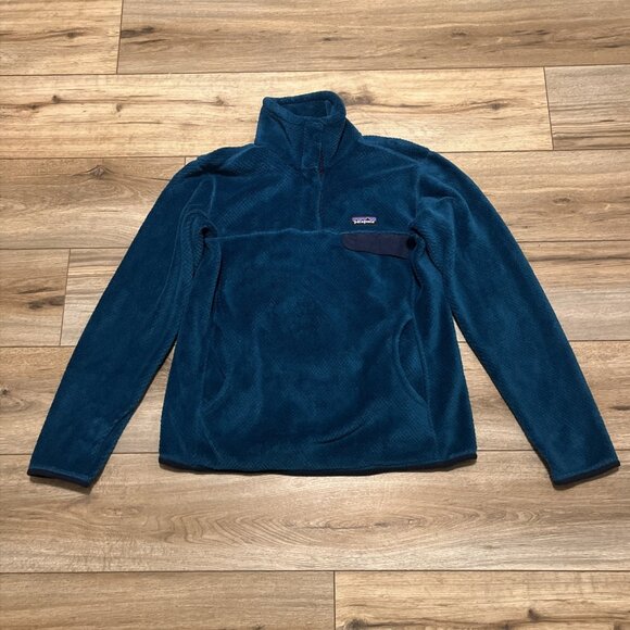 Women's Patagonia Snap T Fleece Jacket SZ Medium Sweater Pullover Blue - Picture 1 of 13
